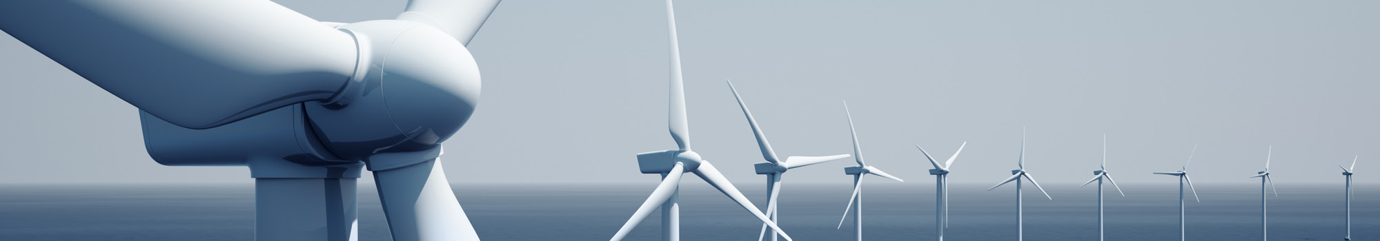 Image of a wind farm out at sea