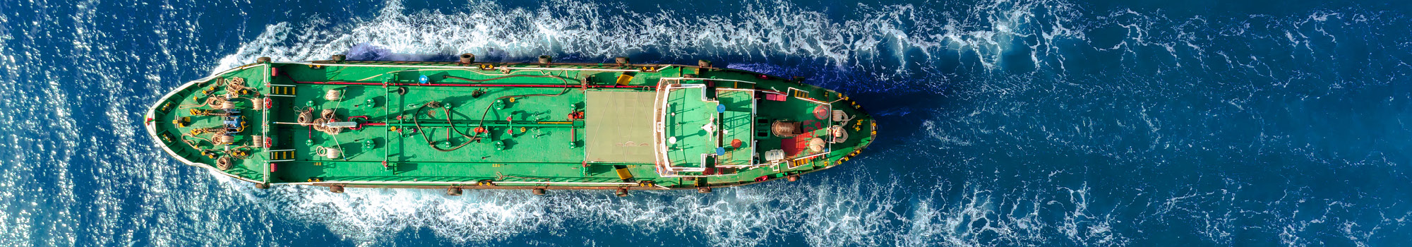Image of a ship at sea, from above