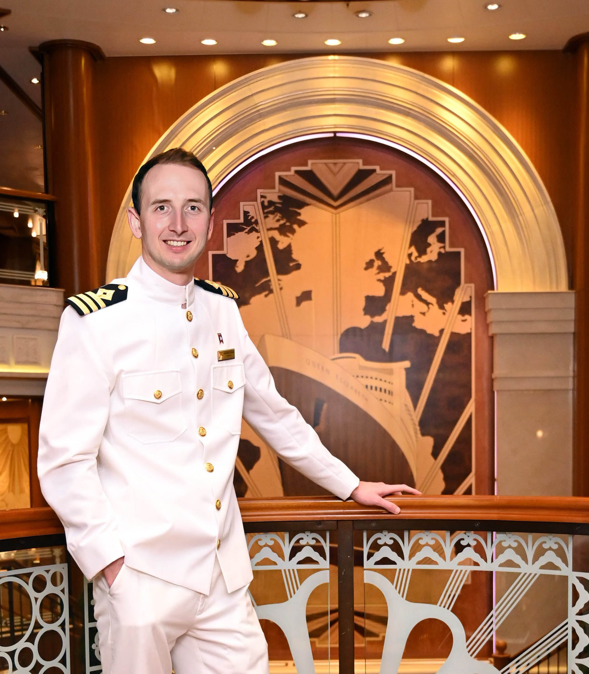 Jonathan aboard the Queen Elizabeth